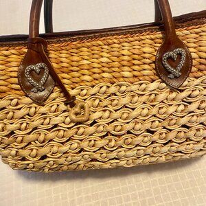 Brighton Shelie Straw and Leather Tote